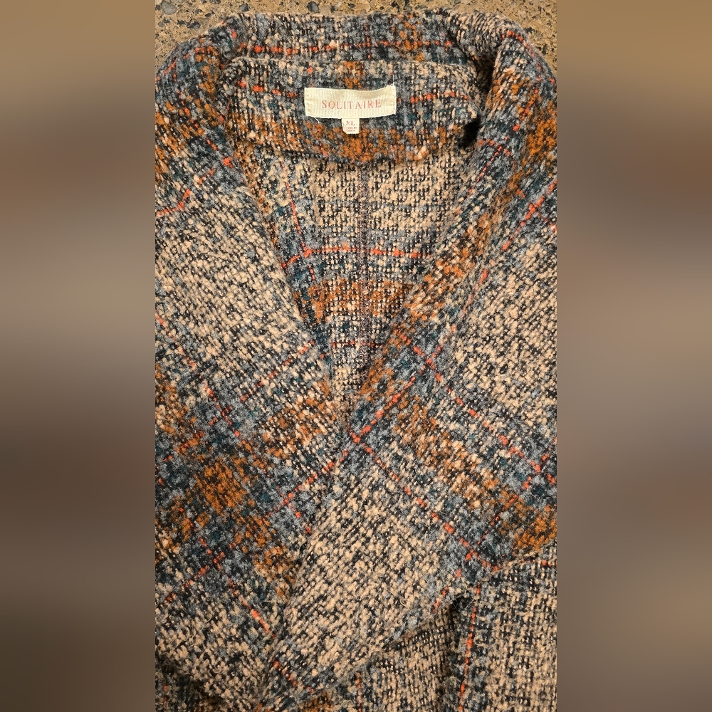 Blue and Brown Plaid Trench Coat